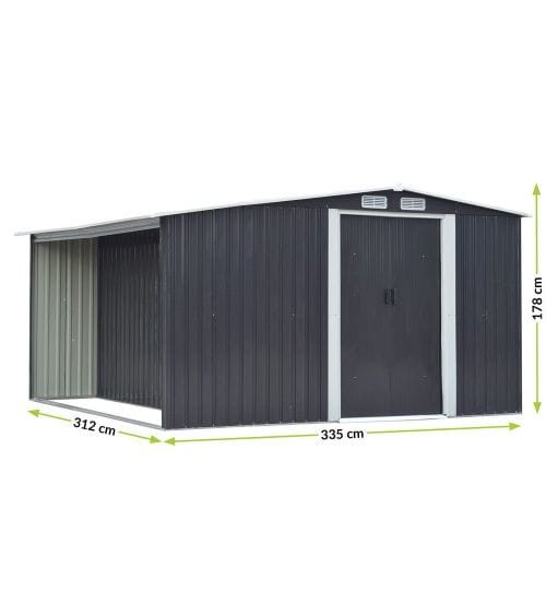 Domek narzędziowy ze składzikiem na drewno