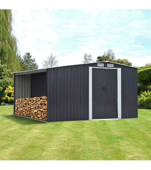 Domek narzędziowy ze składzikiem na drewno