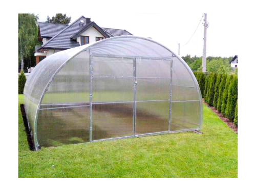 Duży tunel ogrodowy z poliwęglanu.