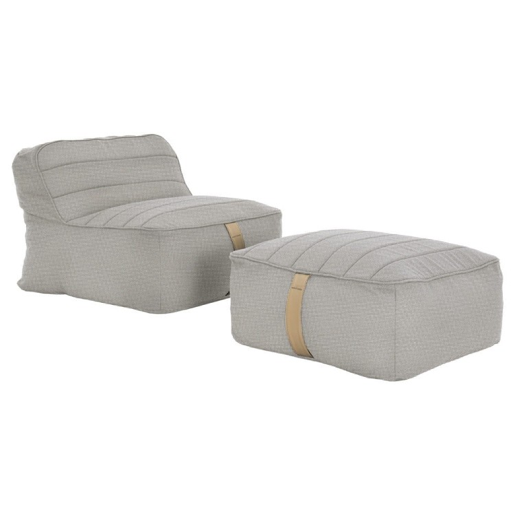 Beżowy fotel ogrodowy z podnóżkiem - siedzisko ogrodowe.