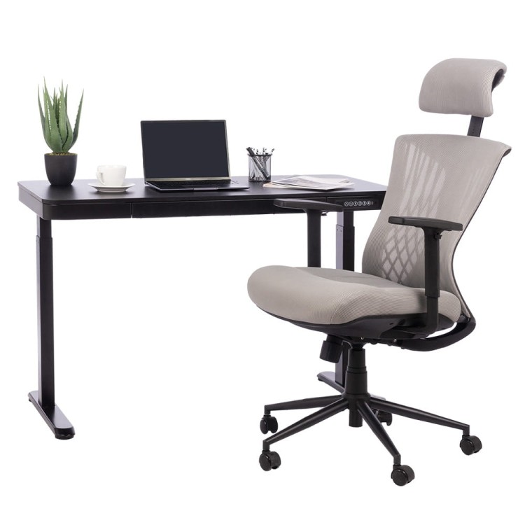 Biurko z elektryczną regulacją wysokości.