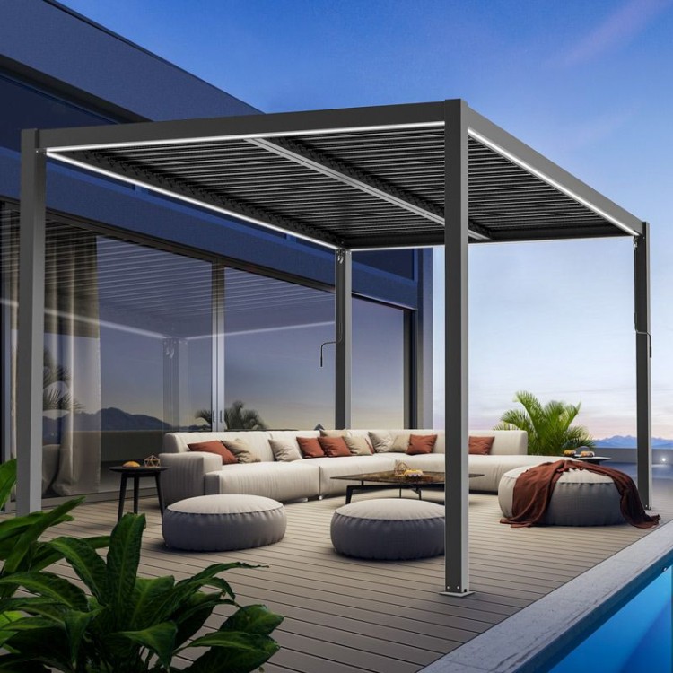 Pergola ogrodowa 3x3 z oświetleniem LED.