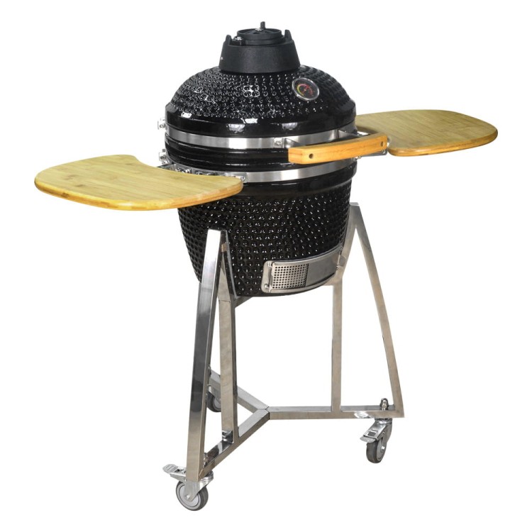 Grill ceramiczny z półkami bocznymi.