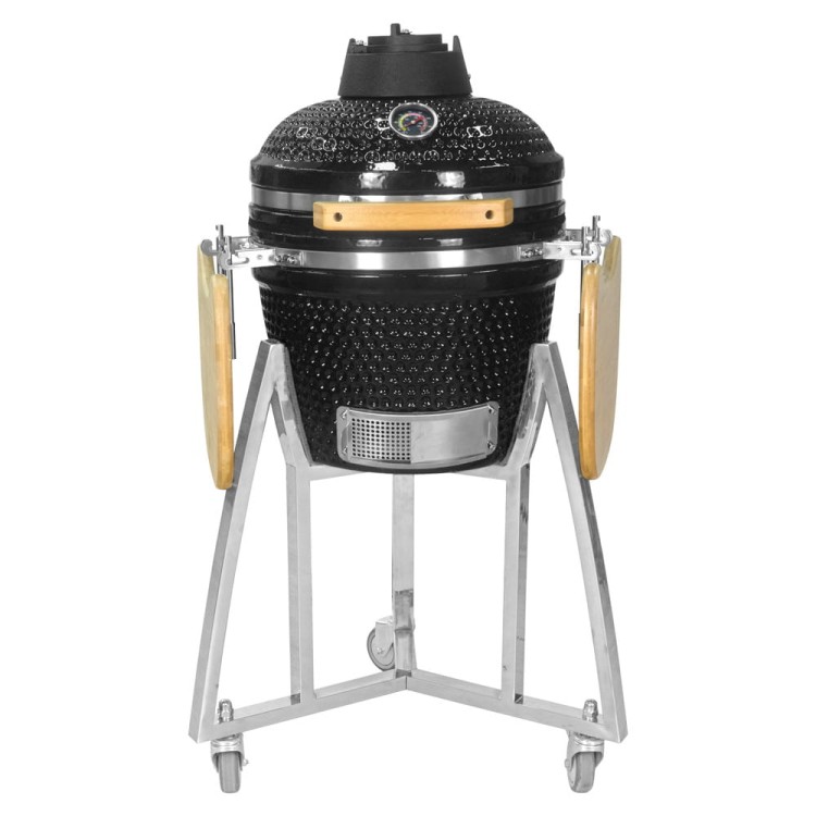Grill ceramiczny z półkami bocznymi.