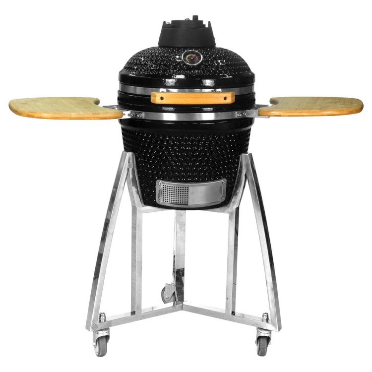 Grill ceramiczny z półkami bocznymi.