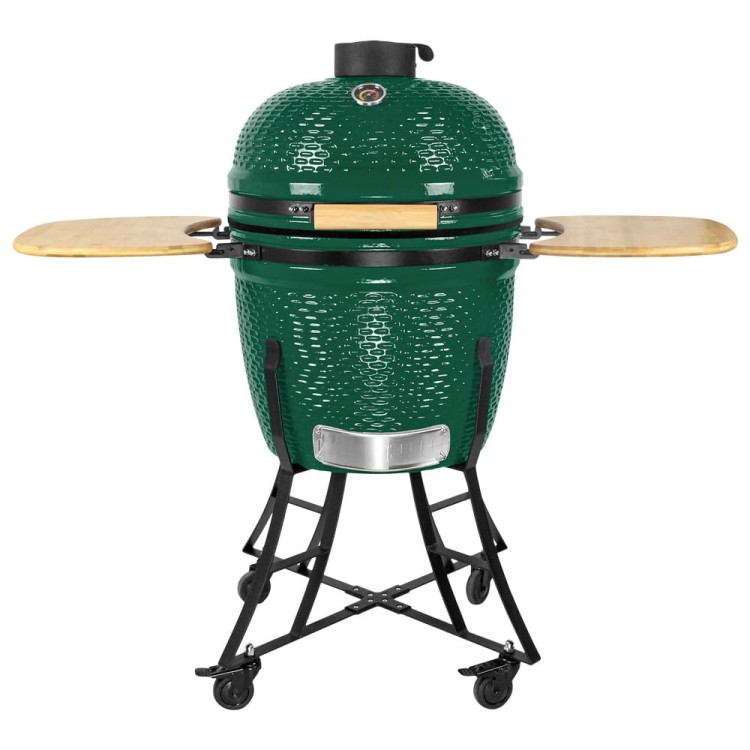 Ceramiczny grill węglowy z półkami.