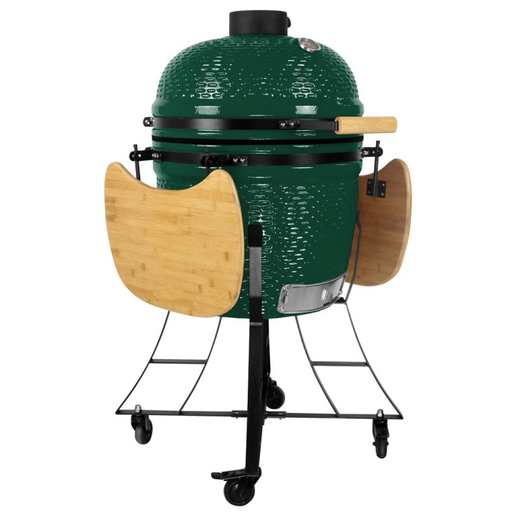 Ceramiczny grill węglowy z półkami.