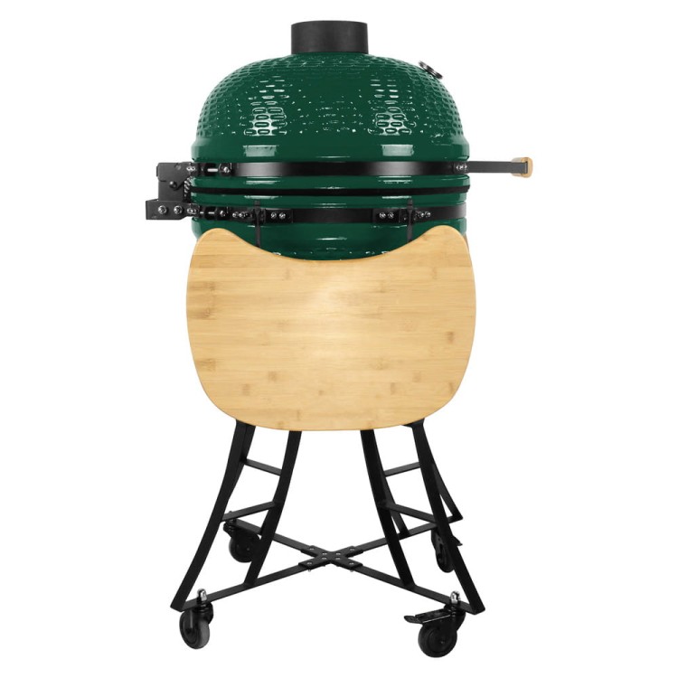 Ceramiczny grill węglowy z półkami.
