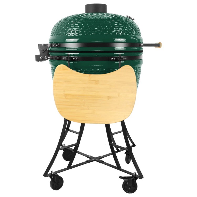 Grill ceramiczny węglowy z półkami bocznymi.