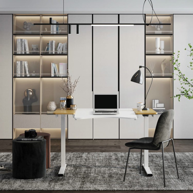 Elektryczne biurko z regulacją wysokości.