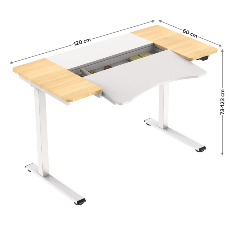 Elektryczne biurko z regulacją wysokości.