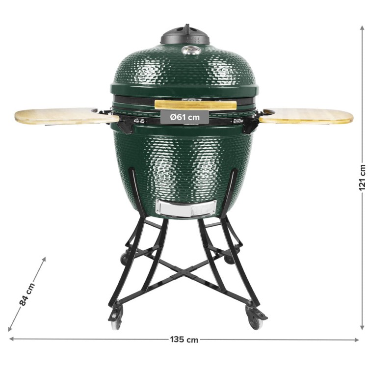 Ceramiczny grill węglowy z polkami.