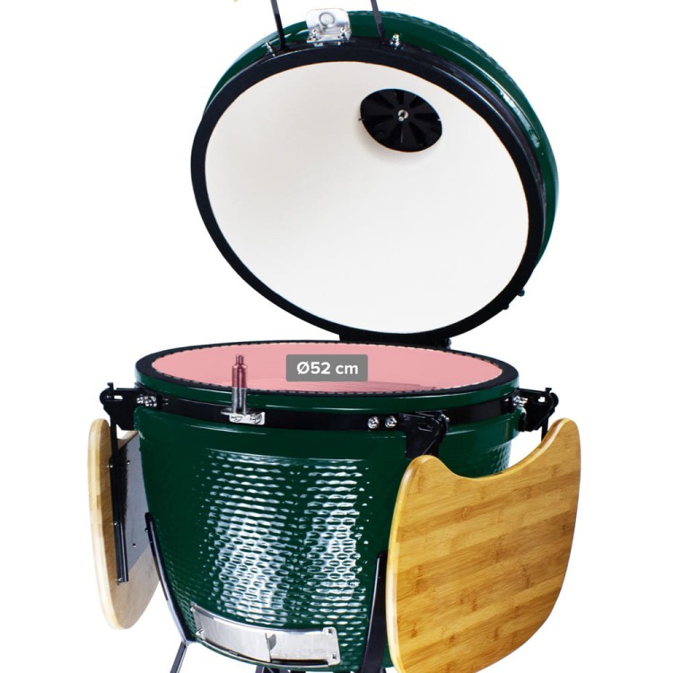 Ceramiczny grill węglowy z polkami.