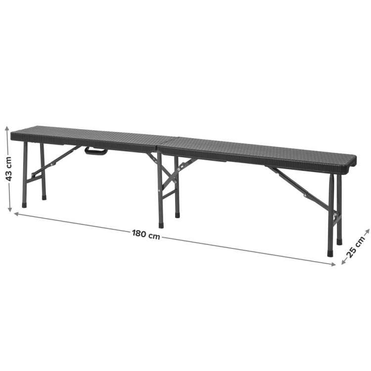 Ławka cateringowa składana w kolorze czarnym.