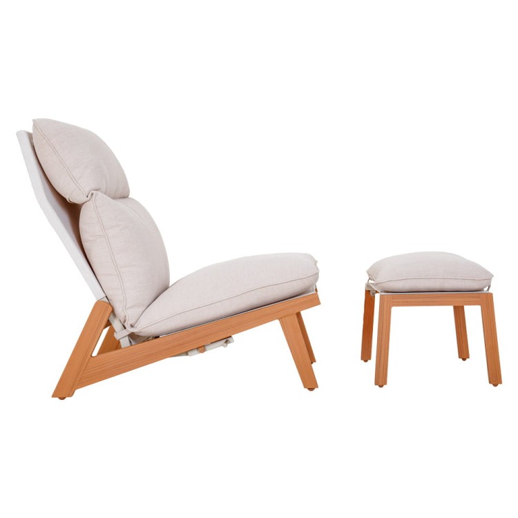 Leżak ogrodowy z podnóżkiem.