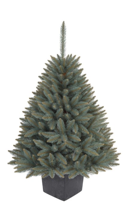 Sztuczna choinka w donicy.