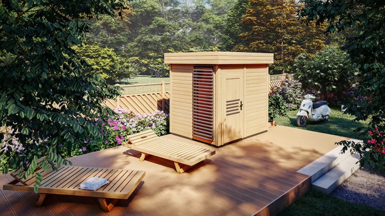 Sauna ogrodowa zewnętrzna.