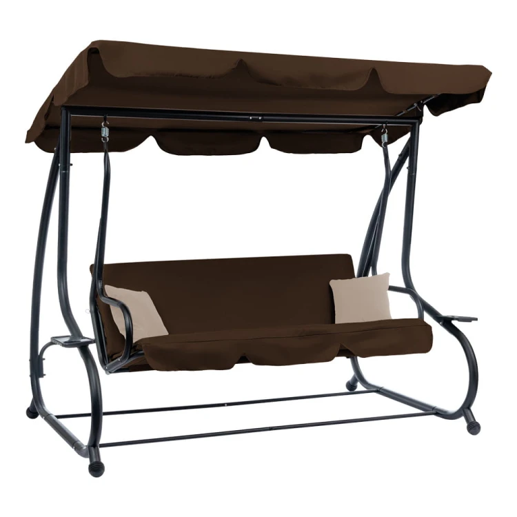 Huśtawka ogrodowa z daszkiem.