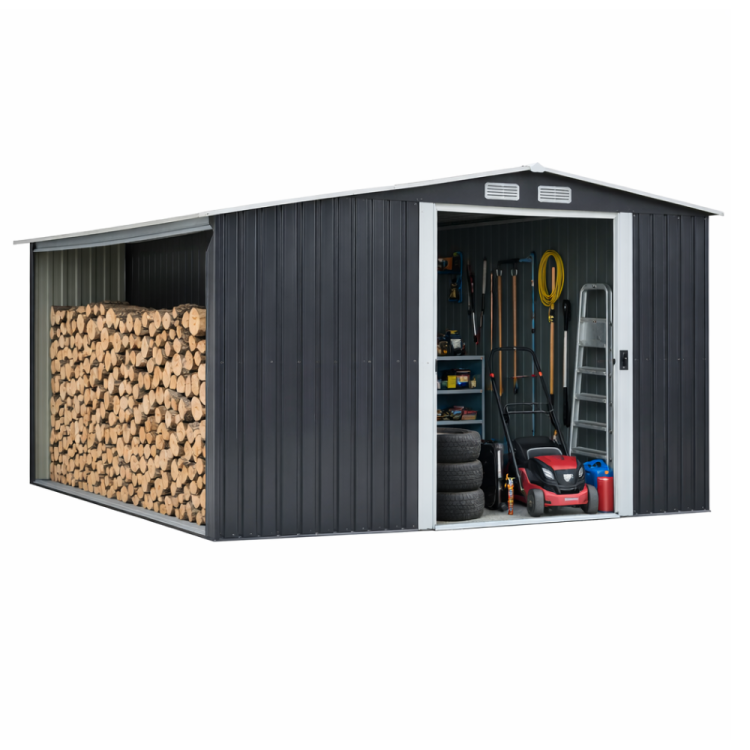 Domek narzędziowy ze składzikiem na drewno