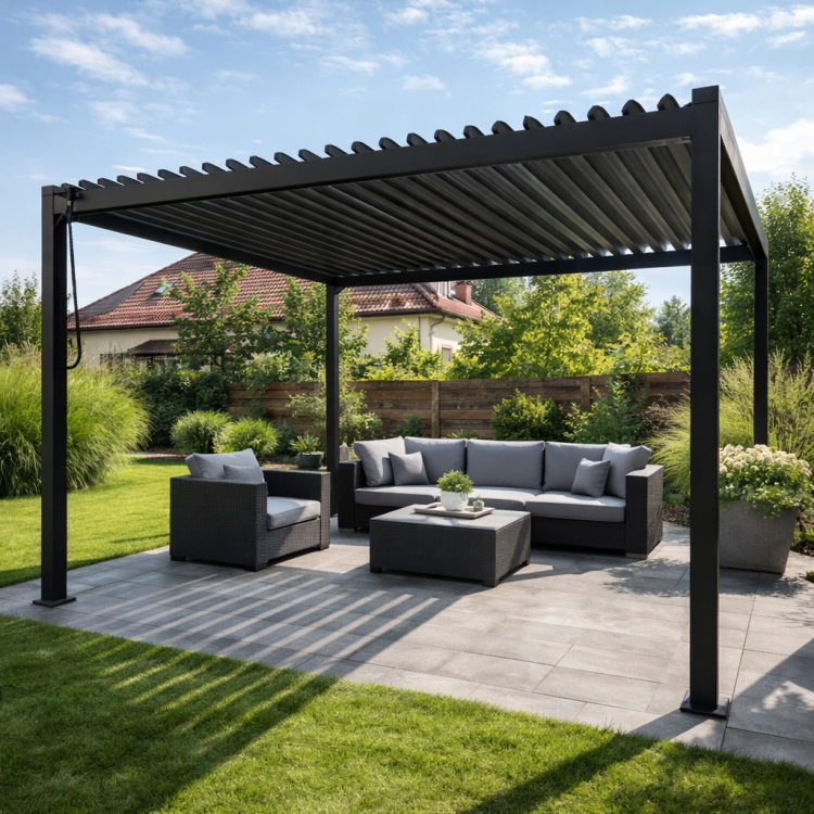 PERGOLA OGRODOWA 3X4X2.3M ALUMINIOWA ZE STALOWYM DACHEM