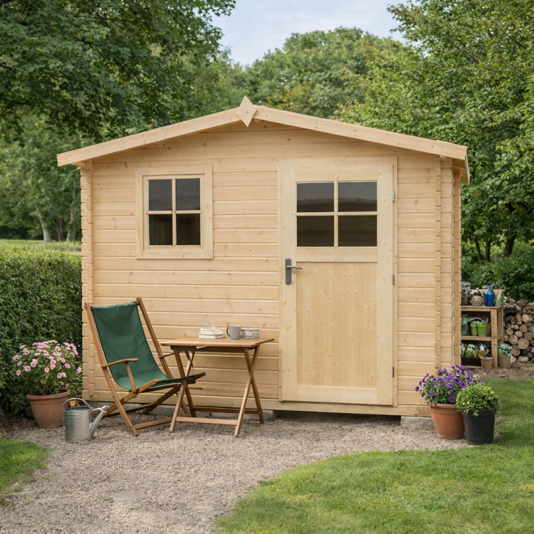 Domek narzędziowy drewniany.