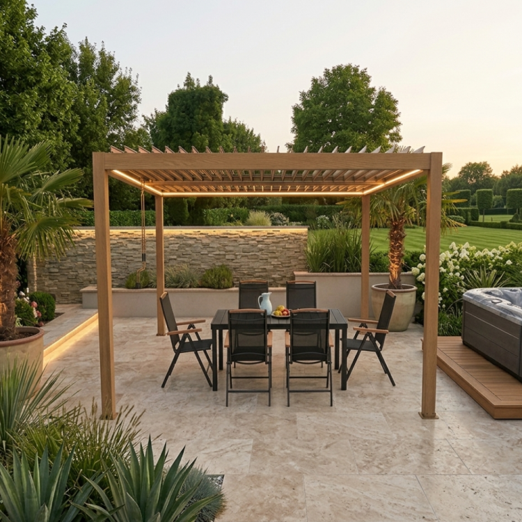 Pergola ogrodowa luxe w kolorze drewna | majowo.pl