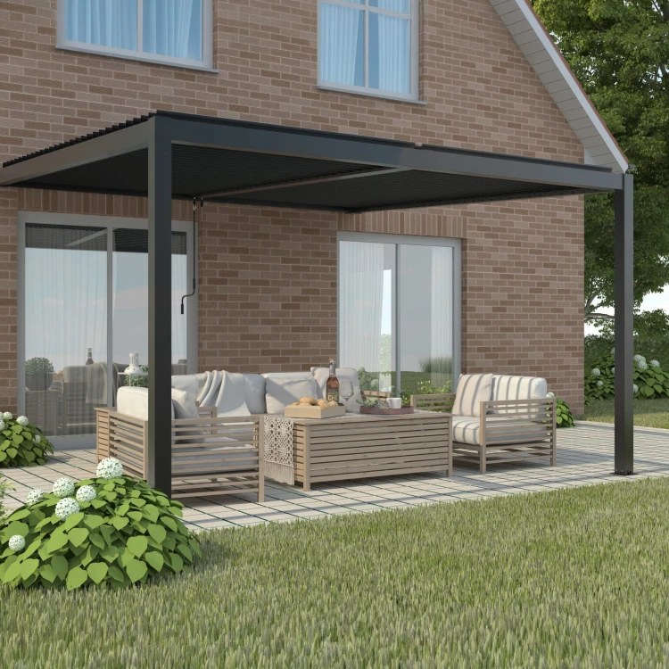 Pergola ogrodowa przyścienna antracyt led - majowo.pl