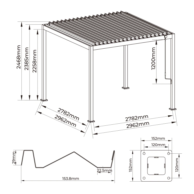 Pergola 3x3 ORIGIN antracyt - majowo.pl