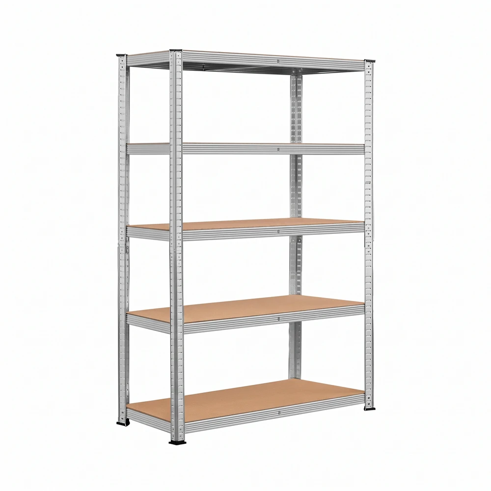 Galwanizowany regał magazynowy G 183 × 100 × 60 cm z pięcioma półkami MDF