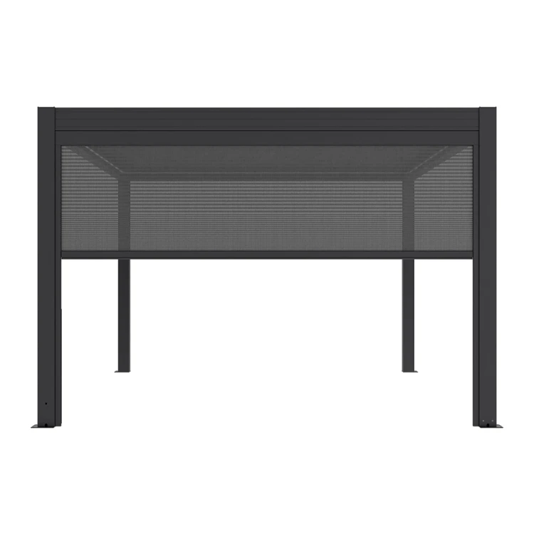 Markiza elektryczna ELITE zamontowana w pergoli – osłona boczna 370 × 258 cm