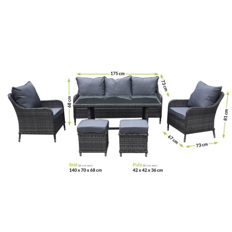 Zestaw mebli ogrodowych technorattan.