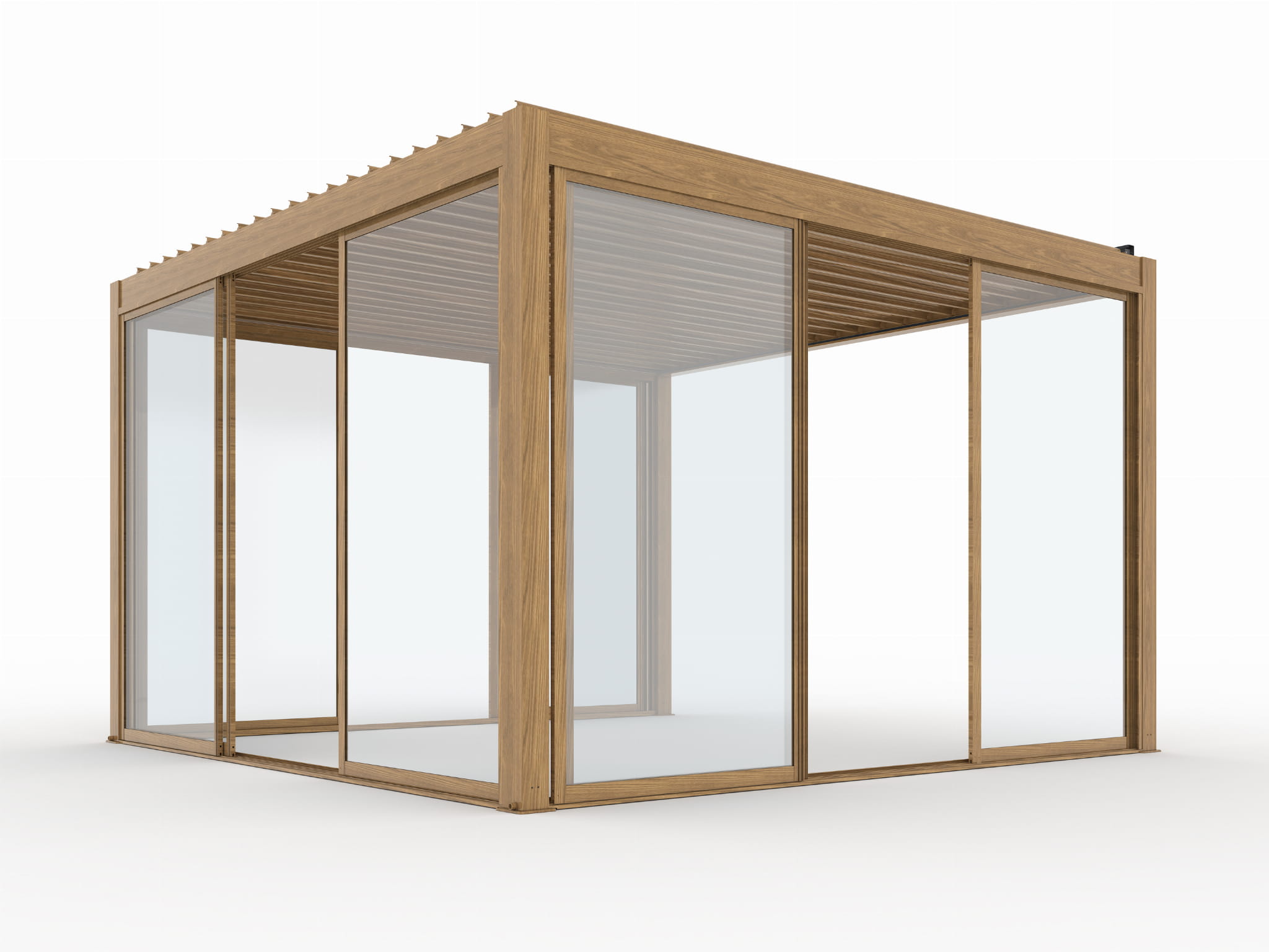 DRZWI PRZESUWNE SZKLANE LUXE 370X218 CM DO PERGOLI 4M KOLOR DREWNA
