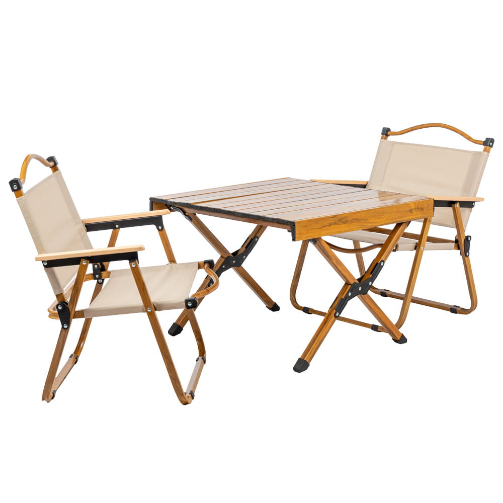 ZESTAW MEBLI KEMPINGOWYCH DREVO STOLIK 60 CM I 2 KRZESŁA 61 CM