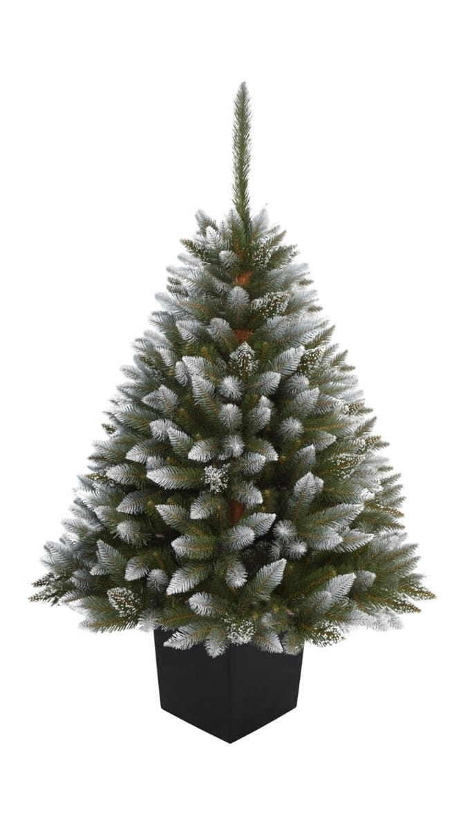 CHOINKA SZTUCZNA W DONICZCE KWADRATOWEJ ŚWIERK DIAMENTOWY 160 CM