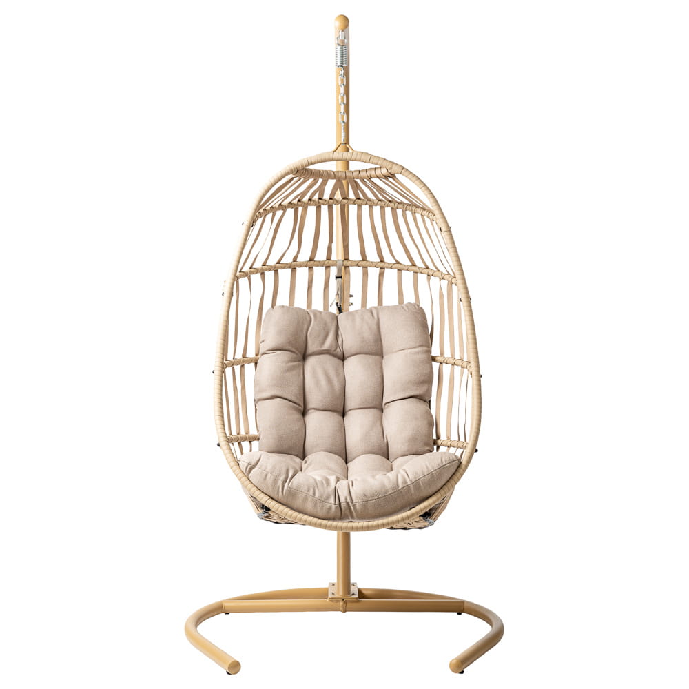 FOTEL WISZĄCY KARI POLIRATTANOWY W KOLORZE BEŻOWYM