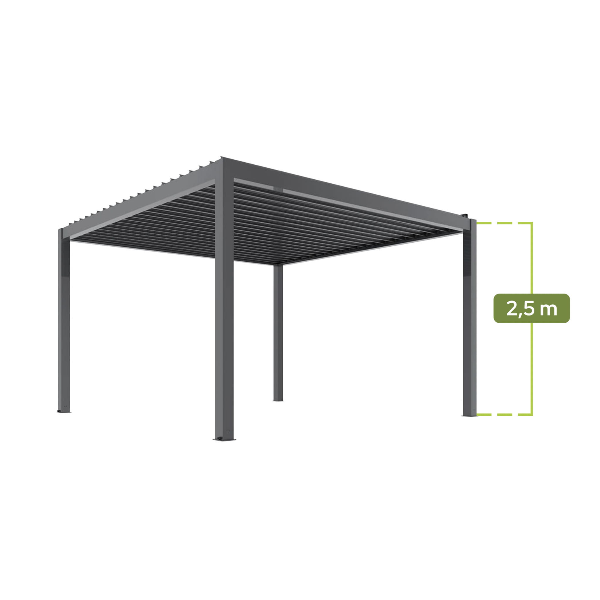 PERGOLA OGRODOWA ELEKTRYCZNA LUXE 4X4X2.5 M ALUMINIOWA Z OŚWIETLENIEM LED ANTRACYT