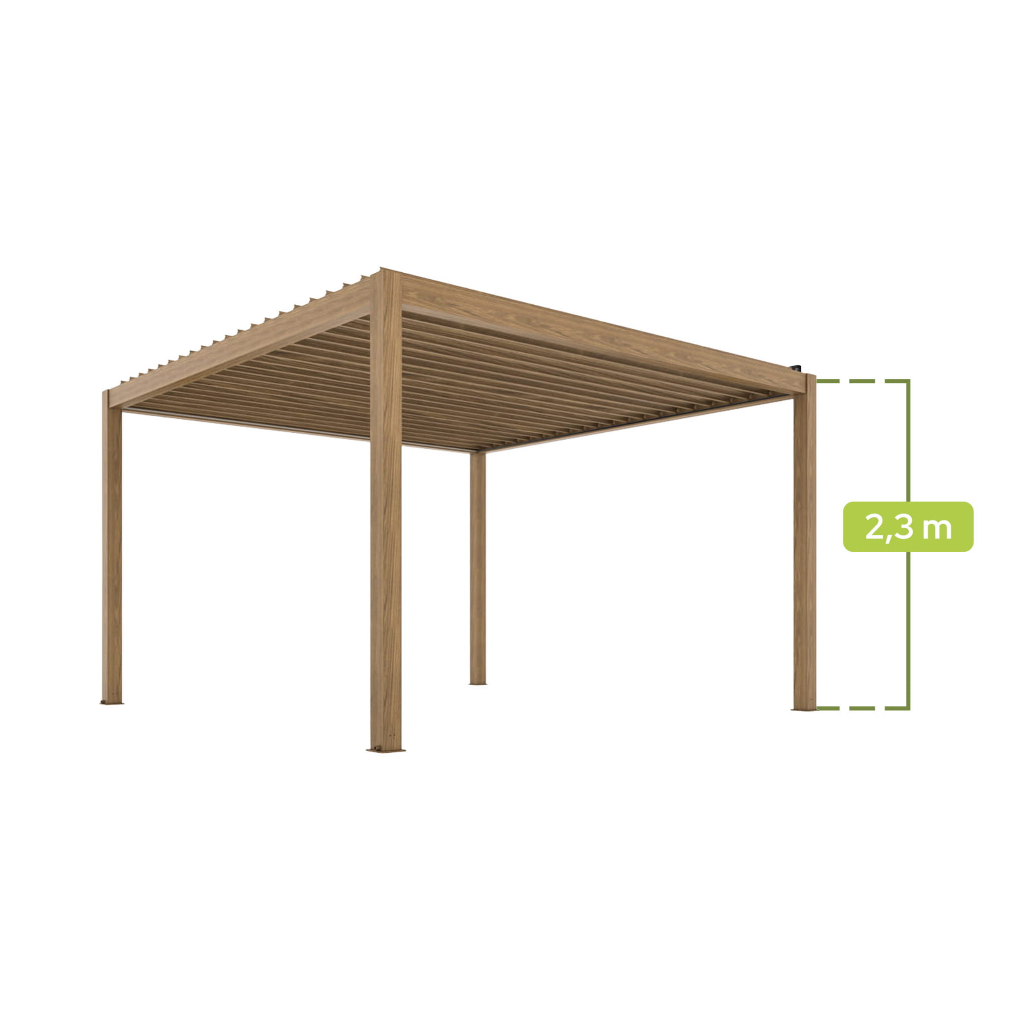 PERGOLA OGRODOWA ELEKTRYCZNA LUXE 3X4M ALUMINIOWA Z OŚWIETLENIEM LED W KOLORZE DREWNA