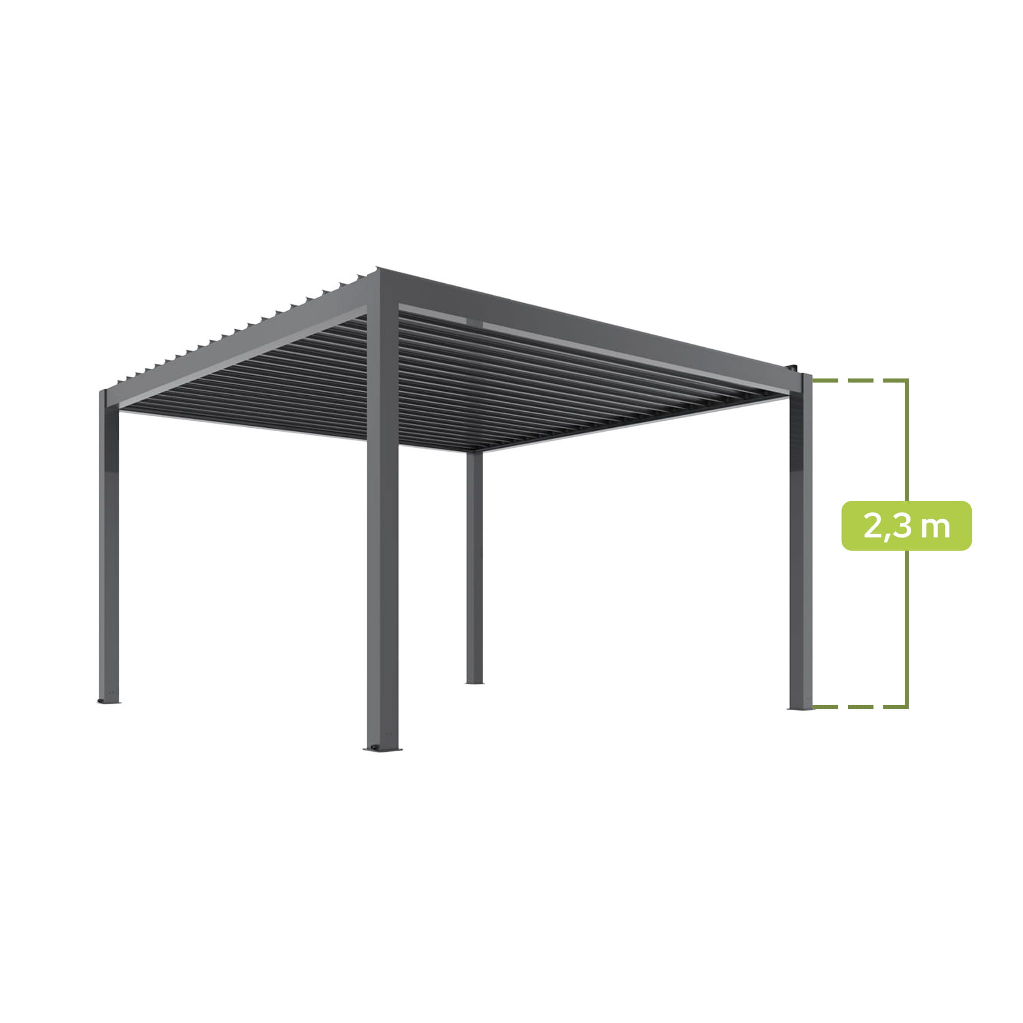 PERGOLA OGRODOWA ELEKTRYCZNA LUXE 4X4M ALUMINIOWA Z OŚWIETLENIEM LED ANTRACYT