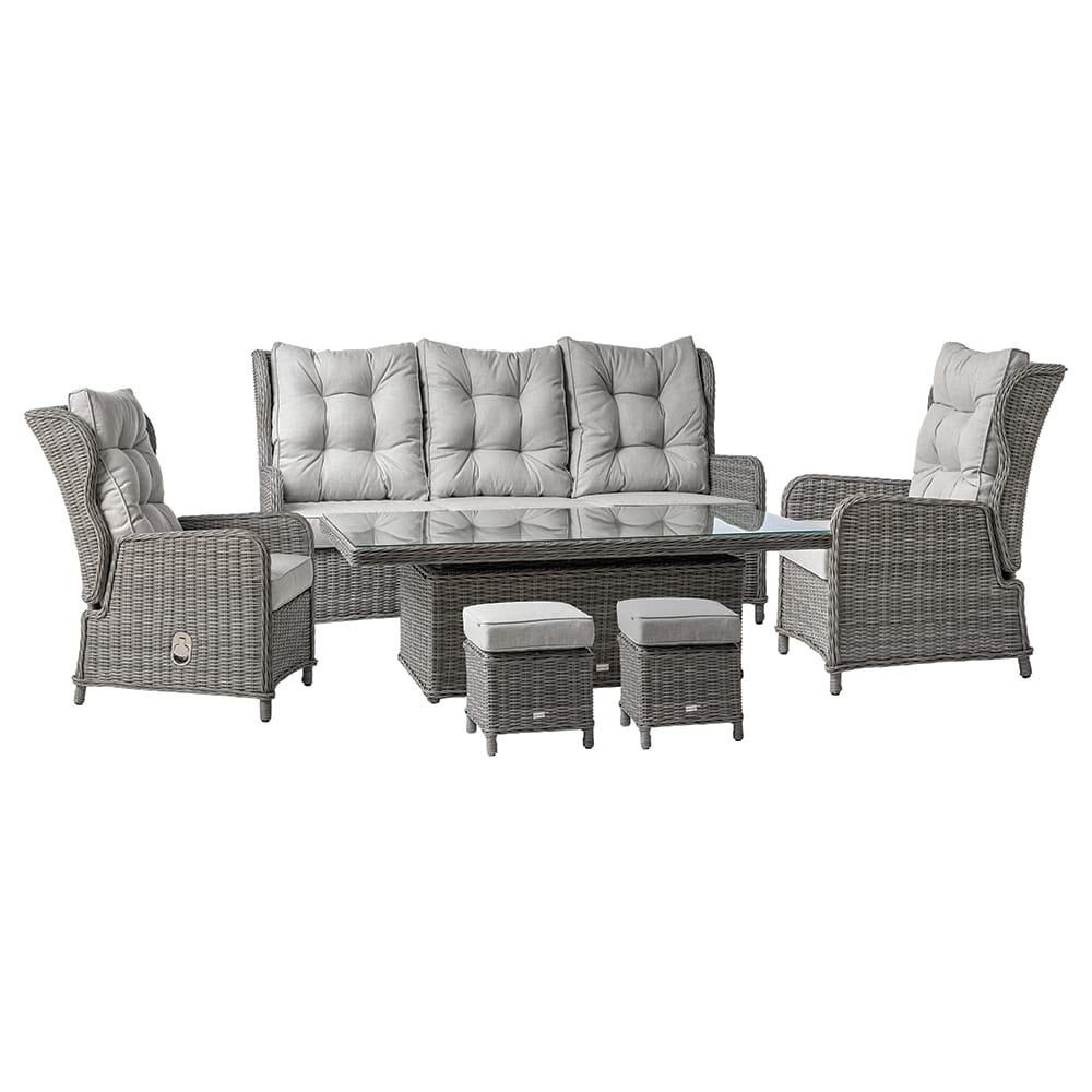 Zestaw mebli ogrodowych jadalnianych Verdi z sofą i fotelami