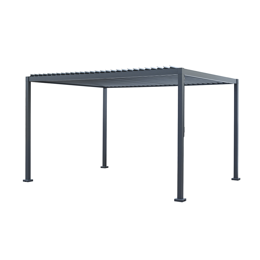 PERGOLA OGRODOWA 3X4X2,3 M ALUMINIOWO-STALOWA ANTRACYT DACH MANUALNY